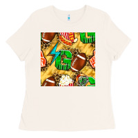 American Football Go With Thunder And Leopard  Seamless Pattern Ladies Tee | Teevron