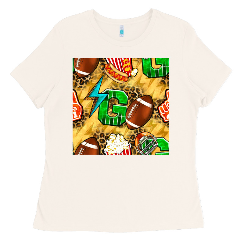 American Football Go With Thunder And Leopard  Seamless Pattern Ladies Tee by BundleAndBundleShop | Teevron