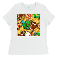 White american football go with thunder and leopard  seamless pattern Ladies Tee - BundleAndBundleShop
