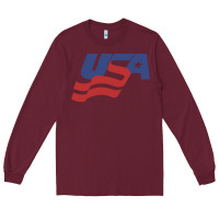 Burgundy usa hockey simple Long Sleeve Tee - linhVisuals