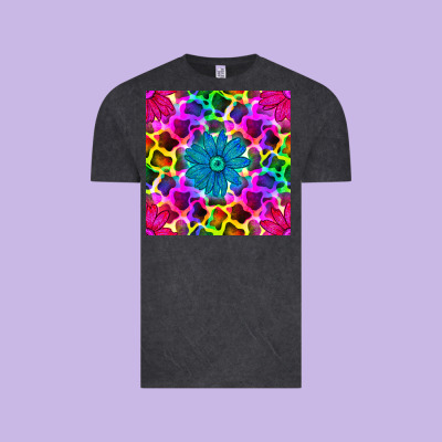 Neon Cowhide With Flower Seamless Pattern Vintage Tee Designed By Bundleandbundleshop