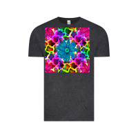 Vintage Black neon cowhide with flower seamless pattern Vintage Tee - BundleAndBundleShop