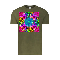 Vintage Olive neon cowhide with flower seamless pattern Vintage Tee - BundleAndBundleShop