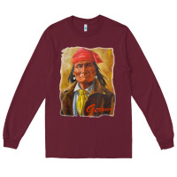 Burgundy geronimo apache warrior native american t shirt Long Sleeve Tee - linhVisuals