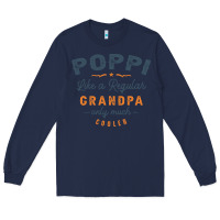 Navy Mens Poppi Like a Regular Grandpa Funny Fathers Day Long Sleeve Tee - linhVisuals