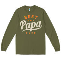 Army Green Mens Best Papa Ever Funny Fathers Day Long Sleeve Tee - linhVisuals