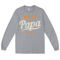 Heather Grey Mens Best Papa Ever Funny Fathers Day Long Sleeve Tee - linhVisuals