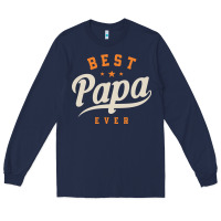 Navy Mens Best Papa Ever Funny Fathers Day Long Sleeve Tee - linhVisuals
