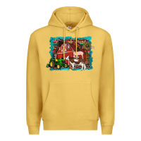 Antique Gold farm life tractor cow pig rooster Premium Hoodie - Artiststas