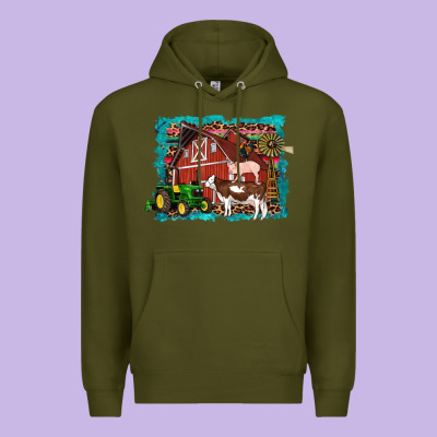 Farm Life Tractor Cow Pig Rooster Premium Hoodie Designed By Artiststas