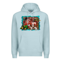 Blue Mist farm life tractor cow pig rooster Premium Hoodie - Artiststas
