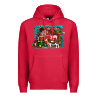 Cardinal farm life tractor cow pig rooster Premium Hoodie - Artiststas