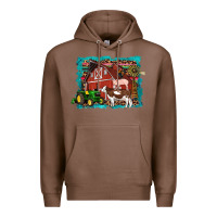 Chestnut farm life tractor cow pig rooster Premium Hoodie - Artiststas