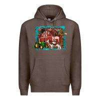 Coffee farm life tractor cow pig rooster Premium Hoodie - Artiststas