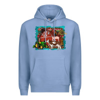 Colony Blue farm life tractor cow pig rooster Premium Hoodie - Artiststas