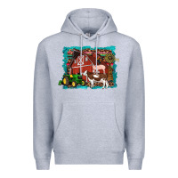 Heather Grey farm life tractor cow pig rooster Premium Hoodie - Artiststas