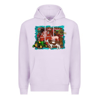 Lilac farm life tractor cow pig rooster Premium Hoodie - Artiststas