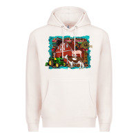 Pale Pink farm life tractor cow pig rooster Premium Hoodie - Artiststas