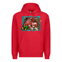 Red farm life tractor cow pig rooster Premium Hoodie - Artiststas