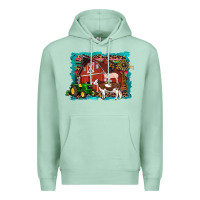 Seafoam farm life tractor cow pig rooster Premium Hoodie - Artiststas