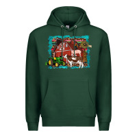 Sports Green farm life tractor cow pig rooster Premium Hoodie - Artiststas