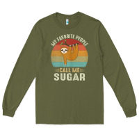 Army Green womens my favorite people call me sugar cute sloth lover grandma Long Sleeve Tee - linhVisuals
