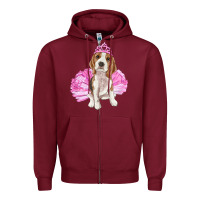 Burgundy balerina beagle with tutu Zipper Hoodie - RanaPortraitStore