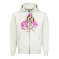 Oatmeal Heather balerina beagle with tutu Zipper Hoodie - RanaPortraitStore