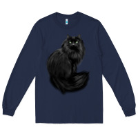 Navy black cat Long Sleeve Tee - linhVisuals