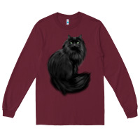 Burgundy black cat Long Sleeve Tee - linhVisuals