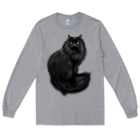 Heather Grey black cat Long Sleeve Tee - linhVisuals