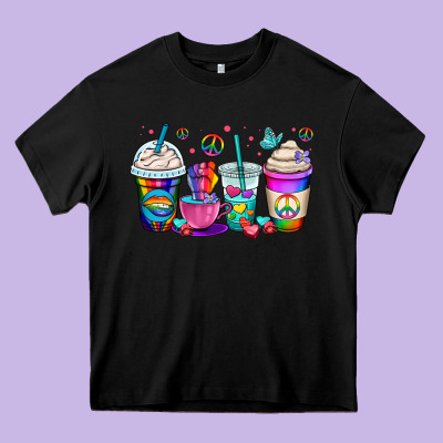 Pride Lgbtq Coffee Cups Heavy Core Tee Designed By Oliviacreatesart