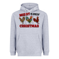 Heather Grey Merry Cluckin' Christmas Heavyweight Hoodie - RanaPortraitStore