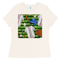 Bone baseball uniform and field seamless pattern Ladies Tee - BundleAndBundleShop