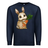 Navy Happy Easter With Bunny And Carrot Premium Sweatshirt - RanaPortraitStore