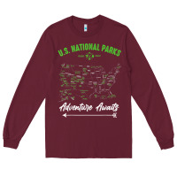 Burgundy national parks adventure lover camping hiking camper fan t shirt Long Sleeve Tee - linhVisuals