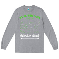 Heather Grey national parks adventure lover camping hiking camper fan t shirt Long Sleeve Tee - linhVisuals