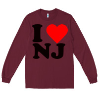 Burgundy i love nj Long Sleeve Tee - linhVisuals