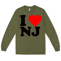 Army Green i love nj Long Sleeve Tee - linhVisuals
