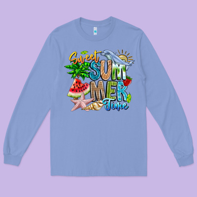 Summer Time Long Sleeve Tee Designed By Cowhidedigitalart
