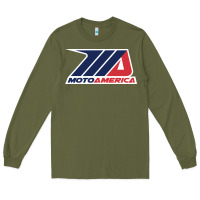 Army Green motoamerica Long Sleeve Tee - linhVisuals