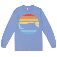 Colony Blue boat t  shirt boat trip silhouette on a distressed retro sunset produc Long Sleeve Tee - linhVisuals