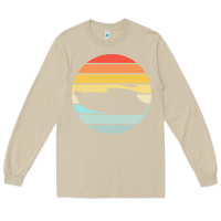 Mushroom boat t  shirt boat trip silhouette on a distressed retro sunset produc Long Sleeve Tee - linhVisuals