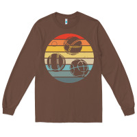 Chestnut bocce ball t  shirt bocce ball silhouette on a distressed retro sunset Long Sleeve Tee - linhVisuals