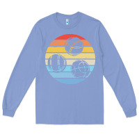 Colony Blue bocce ball t  shirt bocce ball silhouette on a distressed retro sunset Long Sleeve Tee - linhVisuals