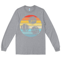 Heather Grey bocce ball t  shirt bocce ball silhouette on a distressed retro sunset Long Sleeve Tee - linhVisuals