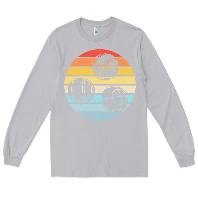 Bocce Ball T  Shirt Bocce Ball Silhouette On A Distressed Retro Sunset Long Sleeve Tee by linhVisuals | Teevron