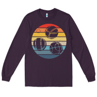 Plum bocce ball t  shirt bocce ball silhouette on a distressed retro sunset Long Sleeve Tee - linhVisuals