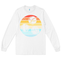 White bocce ball t  shirt bocce ball silhouette on a distressed retro sunset Long Sleeve Tee - linhVisuals