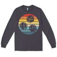 Smoke bocce ball t  shirt bocce ball silhouette on a distressed retro sunset Long Sleeve Tee - linhVisuals